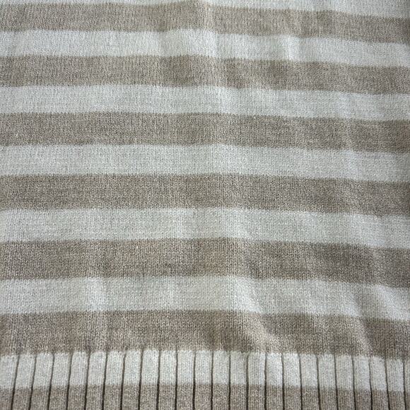 Lane Bryant Sweater White Tan Striped Button Stretch 14/16 Classic Preppy - Picture 2 of 16